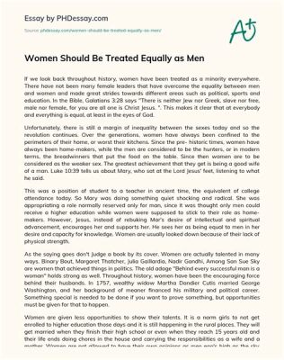 are women and men treated equally essay in the 21st century: exploring perspectives on gender equality